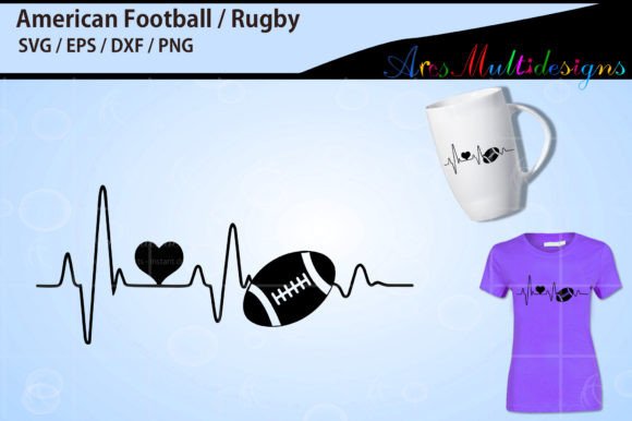American Football Heartbeat Graphics & Crafts