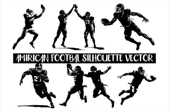 American Football Silhouette Vector Line: Graphics for Crafts & Branding