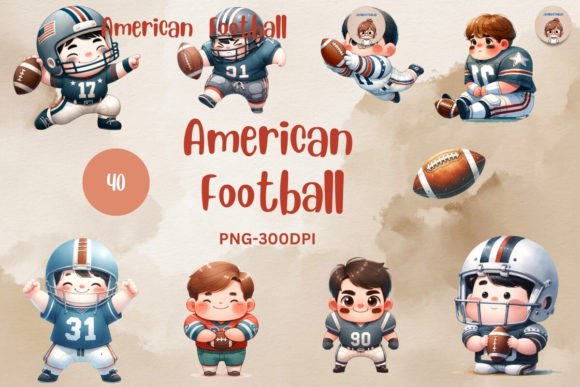 Watercolor American Football Graphics for Crafts
